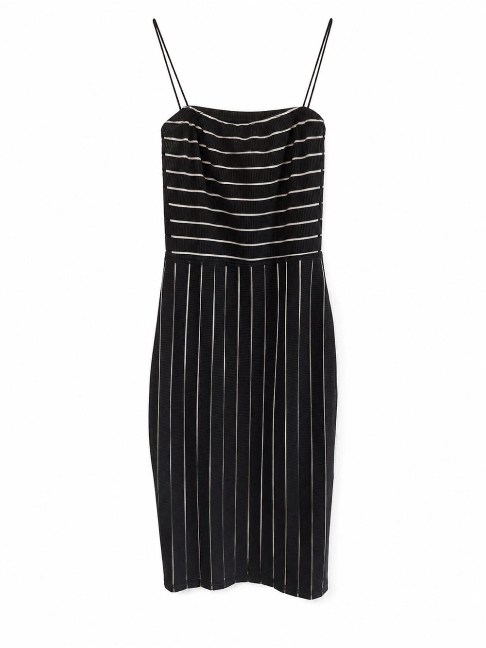 PrettyLittleThing Black Striped Knit Cami Midi Dress UK 4 US 0 EU 32